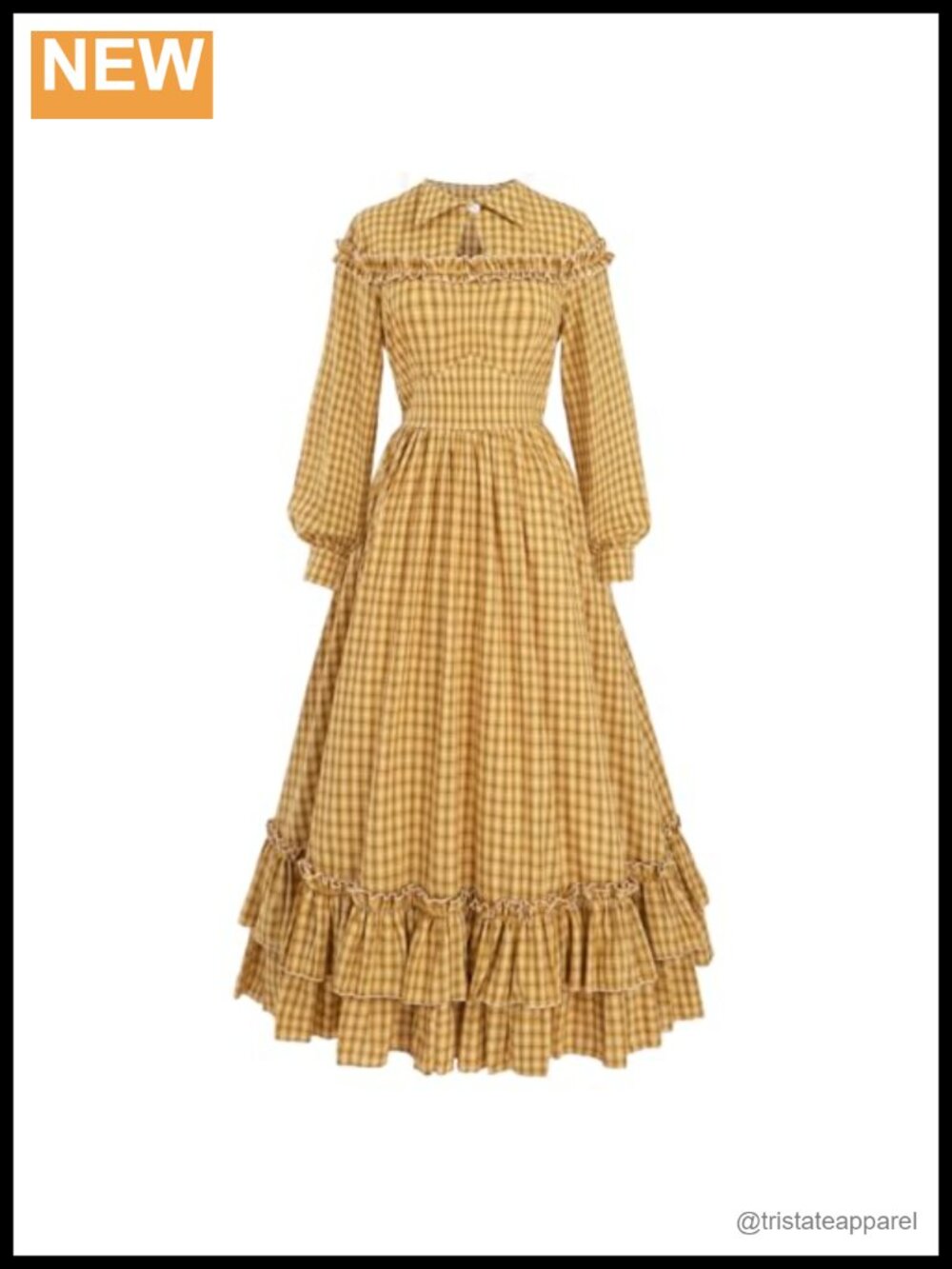 Pioneer Dress Vintage Civil War Colonial Plaid 100% Cotton Swing Costume
